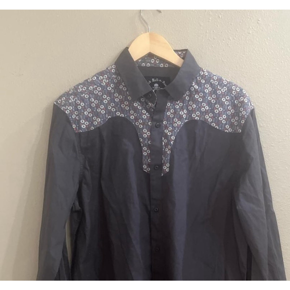New Rock Roll n Soul Mens Large LS Western Rockabilly Button Up Shirt Floral - Picture 1 of 7